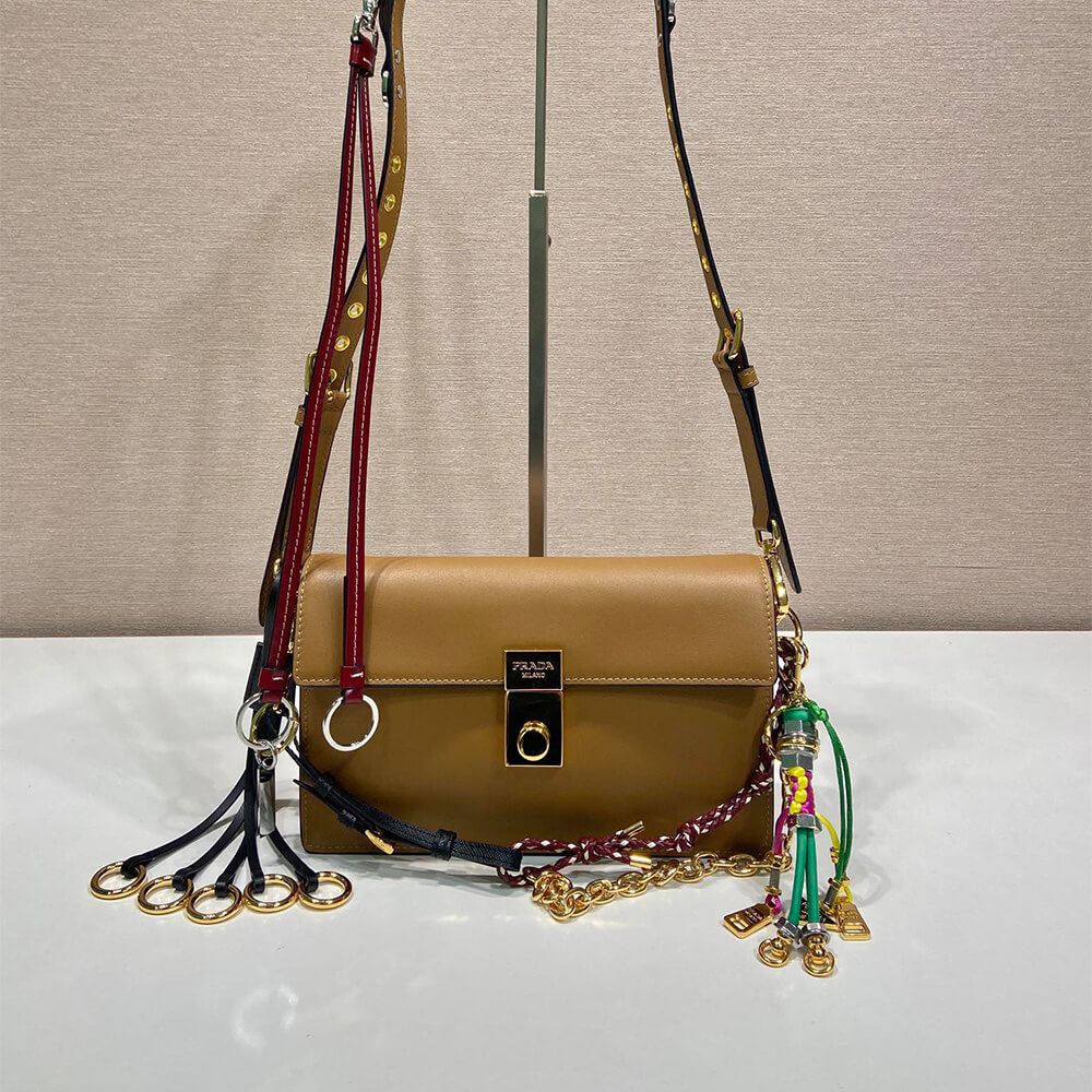 Prada Soft Sound small leather shoulder bag with charms(high-end grade)