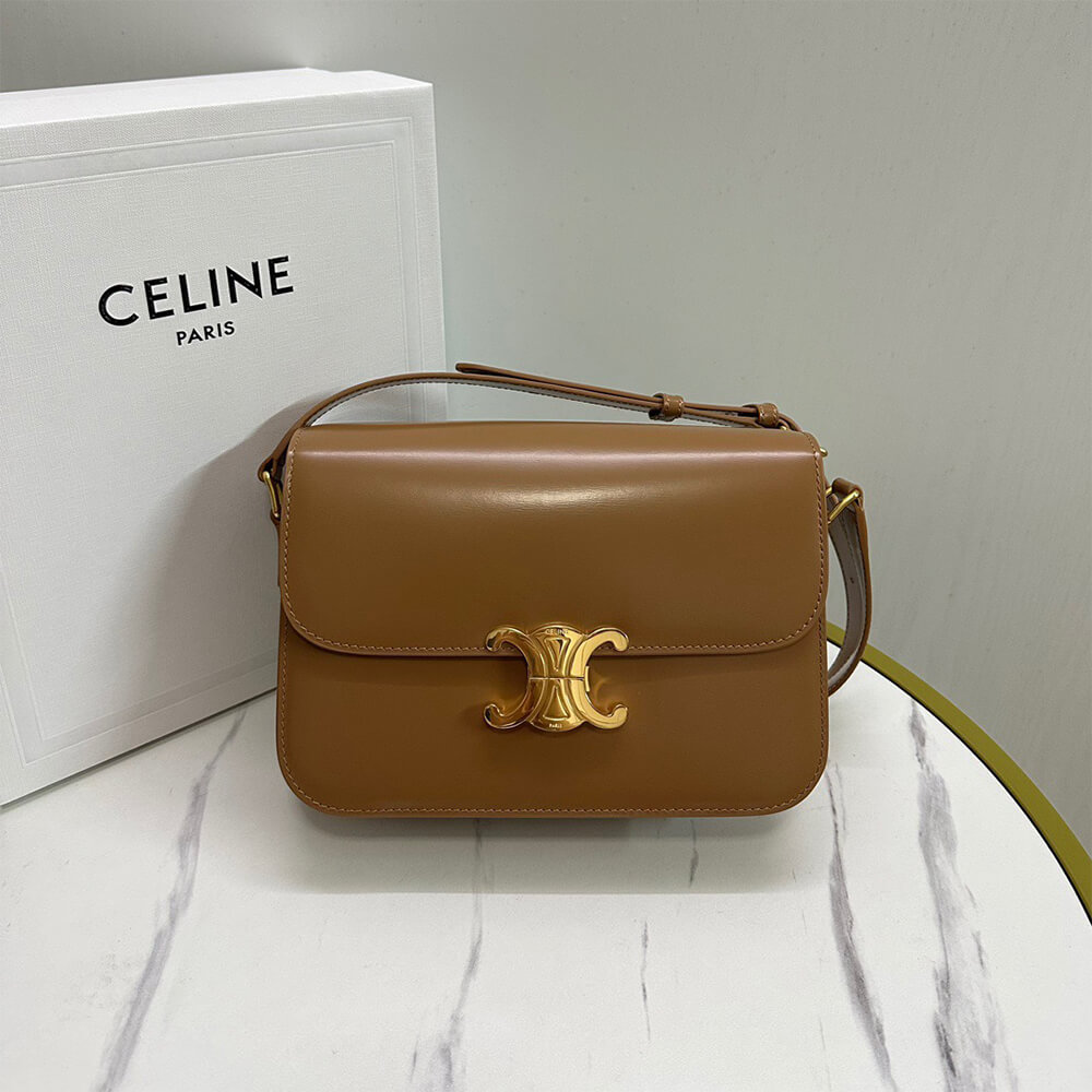 CELINE CLASSIQUE TRIOMPHE BAG in shiny calfskin(HIGH-END GRADE)